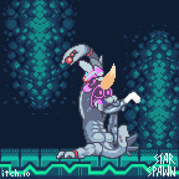 anthro balls big_balls big_penis bodily_fluids cum duo excessive_cum excessive_genital_fluids genital_fluids genitals humanoid_genitalia humanoid_penis male male/male penis skewer split_form underwater water zero_gravity ses_vanbrubles star_spawn mustard_(ses_vanbrubles) canid canine fennec_fox fox mammal marine merfolk true_fox 1:1 animated