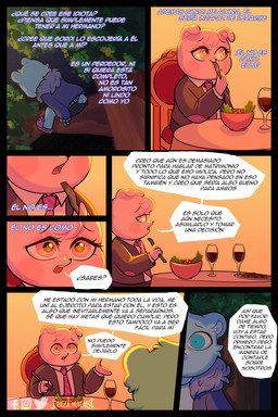 alcohol anthro beverage biped blue_body blue_eyes blue_fur clothing container cup cutlery dialogue dinner drinking_glass eavesdropping food fork formal_clothing formal_wear fur glass glass_container glass_cup kitchen_utensils male necktie pink_body pink_fur salad suit text tools wine wine_glass fazbeast unicorn_wars achuchones_(unicorn_wars) azulin_(unicorn_wars) gordi_(unicorn_wars) bear mammal 2023 absurd_res comic hi_res spanish_text translated