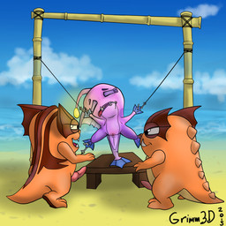 anthro anus back_ridge bdsm beach blue_body bound brown_body brown_skin cloud fangs feet female female_anthro fin fish_hook frill_(anatomy) genitals hook hooked illicium imminent_rape imminent_sex knot knotted_penis lips male male_anthro membrane_(anatomy) orange_body orange_skin penis purple_body purple_lips purple_skin sail_(anatomy) sea suspension tail tail_fin tail_ridge teeth toes tongue tongue_out vulva water webbed_feet webbed_hands year grimm3d fruit_nibblers coral_(nibblers) anglerfish aquatic fish lizard moving_lizard_(nibblers) nibbler_(species) reptile scalie standing_lizard_(nibblers) 1:1 2015 dated hi_res