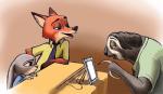 anthro female group male zdrer456 disney zootopia flash_slothmore judy_hopps nick_wilde canid canine fox lagomorph leporid mammal pilosan rabbit red_fox sloth three-toed_sloth true_fox xenarthran 2016 absurd_res hi_res