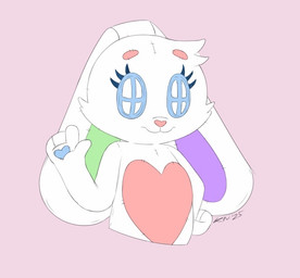 anthro button_(fastener) button_eyes eyelashes female hand_on_hip heart_nose heart_symbol plushie simple_background smile solo kunedon squitoo quilt_(squitoo) animate_inanimate lagomorph leporid mammal rabbit 2025 dated signature