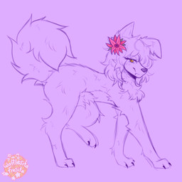 accessory brown_eyes claws eyelashes fangs female feral flower flower_in_hair fluffy fluffy_chest fluffy_ears fluffy_hair fluffy_tail fur hair hair_accessory lying on_side plant side_view sketchy smile smiley_face solo tail teeth wafflesita_(artist) alpha_and_omega kate_(alpha_and_omega) canid canine canis mammal wolf 1:1 absurd_res digital_drawing_(artwork) digital_media_(artwork) digital_painting_(artwork) guide_lines hi_res painting_(artwork) sketch