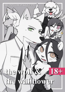 anthro blush blush_lines breasts brown_eyes cleavage clothed clothed_female clothed_male clothing dress ear_piercing embarrassed female fur green_eyes group hair male male/female one_eye_closed piercing pink_eyes poster simple_background suit text tongue tongue_out wink kyogummi cherry_the_rabbit wolf_(kyogummi) canid canine canis domestic_dog eulipotyphlan fox hedgehog lagomorph leporid mammal rabbit wolf absurd_res comic cover cover_art cover_page english_text hi_res huge_filesize