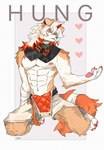 abs alender anthro blush claws finger_claws male nipples toe_claws arknights hypergryph studio_montagne hung_(arknights) canid canine mammal absurd_res hi_res