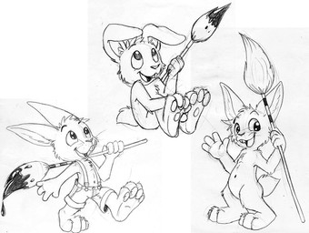 anthro bottomwear brush cheek_tuft clothing facial_tuft featureless_crotch floppy_ears gesture head_tuft holding_brush holding_object looking_up male mascot nude open_mouth open_smile pants pawpads simple_background sitting smile solo standing tuft walking waving waving_at_viewer young young_anthro young_male pandapaco inkbunny inkbunny_(character) lagomorph leporid mammal rabbit monochrome sketch
