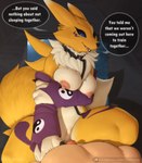 anthro anus areola arm_grab big_breasts breast_squish breasts camp camping clitoris duo female genitals humanoid_genitalia humanoid_penis leash male male/female night nipples outside penis pinned pinned_to_ground public public_nudity public_sex pussy sex smile squish tent dredjir bandai_namco digimon canid canine digimon_(species) fox human mammal renamon absurd_res hi_res