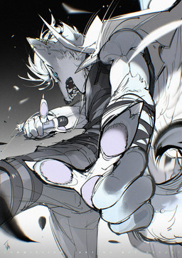 5_fingers anthro black_background black_bottomwear black_clothing black_markings black_pants black_topwear blue_eyes bottomwear claws clothed clothed_anthro clothed_male clothing coat ear_piercing ear_ring electronics eye_markings fangs finger_claws fingerpads fingers foreshortening fully_clothed fully_clothed_anthro fully_clothed_male fur gesture grey_body grey_fur grey_hair greyscale_background hair hand_gesture holding_microphone holding_object looking_at_viewer looking_back looking_back_at_viewer looking_down looking_down_at_viewer low-angle_view male markings microphone motion_lines open_mouth pants pawpads piercing pink_pawpads pointing pointing_at_viewer pupils rear_view ring_piercing rocking_out simple_background solo tail teeth text topwear white_background white_body white_clothing white_coat white_fur white_topwear wind chiayeeee canid canine canis mammal wolf 2025 digital_drawing_(artwork) digital_media_(artwork) english_text hi_res portrait signature three-quarter_portrait