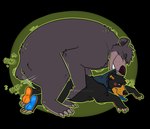 ambiguous_gender bite blush duo feral humping male male/ambiguous nape_grabbing neck_bite paws size_difference tongue tongue_out yamatopawa the_jungle_book baloo yamato_burr american_black_bear bear black_bear mammal ursine trans_(lore) trans_man_(lore)