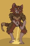 8_nipples anthro belly_nipples bodily_fluids clenched_teeth crouching female genital_fluids genitals mastectomy_scar multi_nipple nipples notched_ear peeing_on_ground pussy scar solo spread_pussy spreading teeth urine urine_on_ground watersports centepeed domestic_cat felid feline felis lykoi mammal
