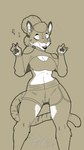 anthro athletic_wear bottomwear bra clothing dancing dolphin_shorts female gym_bottomwear gym_shorts hand_pawpads notes poofy_hair shorts solo sports_bra underwear wide_hips acethebigbadwolf kicker bengal_tiger felid mammal pantherine tiger 4k 9:16 absurd_res hi_res line_art