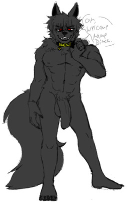 abs anthro big_penis black_body black_fur black_hair black_penis collar eye_through_hair eyebrow_through_hair eyebrows foreskin front_view fur genitals hair humanoid_genitalia humanoid_penis male male_anthro muscular muscular_anthro muscular_male nude nude_anthro nude_male penis profanity pubes red_eyes simple_background solo standing tail teeth text translucent translucent_hair wearing_collar white_background butcher_pal adam_manchester canid canine canis hybrid mammal procyonid raccoon wolf colored digital_drawing_(artwork) digital_media_(artwork) english_text full-length_portrait handwritten_text portrait