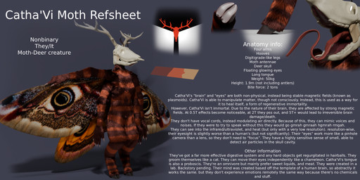 antennae_(anatomy) anthro antlers bone cloven_hooves color_swatch deer_skull fur glowing glowing_eyes hooves horn lore skull skull_head striped_body striped_fur stripes text tongue tongue_out wings catha'vi catha'vi_(character) arthropod deer hybrid insect lepidopteran mammal moth 2:1 english_text hi_res model_sheet nonbinary_(lore)