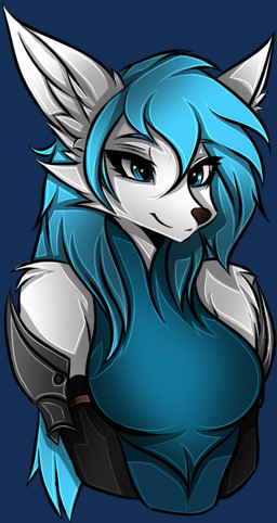 anthro armor blue_clothing blue_dress blue_eyes clothing dress eyelashes female front_view grin happy long_eyelashes magic_user markings robe royalty smile solo tattoo snowiefeather thermia_(character) canid canine canis fox hybrid mammal wolf alpha_channel
