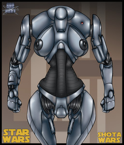 abstract_background black_body black_nipples breasts female front_view grey_body logo machine nipples not_furry solo text romman08 star_wars b2_super_battle_droid battle_droid humanoid robot 2017 artist_logo dated english_text