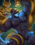 3_heads abs anthro balls biceps big_muscles blue_glans blue_tongue blush claws duo erection fangs fight foreskin genitals glans horn humanoid_genitalia humanoid_penis male male/male multi_head muscular muscular_anthro muscular_male navel open_mouth partially_retracted_foreskin pecs penis tail teeth tongue tongue_out vein veiny_muscles veiny_penis kaijurah european_mythology godzilla_(series) greek_mythology mythology toho godzilla king_ghidorah hydra kaiju mythological_creature mythological_scalie reptile scalie hi_res
