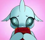 aer0_zer0 arthropod blue_body blue_eyes blue_sclera blue_skin blush book changeling embarrassed female feral friendship_is_magic hasbro horn looking_at_viewer my_little_pony ocellus_(mlp) shy simple_background solo text