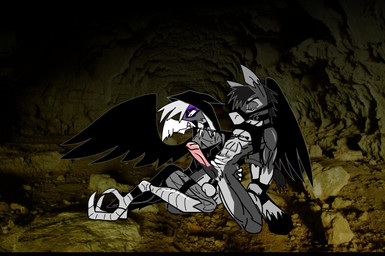 anthro ball_stretcher balls chain dark dominant dominant_female duo erection feathered_wings feathers female forced fur genitals kneeling male male/female muscular penis rape sex submissive submissive_male wings setmann123 third-party_edit asinus donkey equid equine mammal unknown_species photo_manipulation