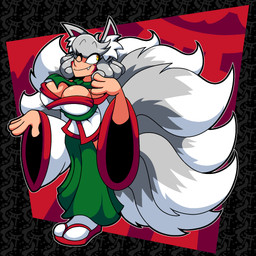 4_fingers 9_tails arms_bent bangs big_breasts bottomwear breasts cheek_markings cleavage closed_smile clothed clothing curly_hair eyelashes eyelashes_through_hair facial_markings fangs female female_humanoid fingers fluffy fluffy_tail footwear green_bottomwear green_clothing green_scarf green_skirt grey_ears grey_hair grey_tail hair head_markings inner_ear_fluff markings mouth_closed multi_tail one_eye_closed outline pattern_background pointy_ears pointy_nose red_flip_flops red_inner_ear red_markings scarf simple_background skirt smile socks solo standing tail tan_body tan_skin teeth thin_eyebrows topwear translucent translucent_hair tuft two_tone_tail white_clothing white_footwear white_inner_ear_fluff white_outline white_socks white_tail white_topwear yellow_eyes bobberbobman kyuteru_(lother) animal_humanoid canid canid_humanoid canine canine_humanoid fox_spirit humanoid mammal mammal_humanoid tailed_humanoid 1:1 2024 colored digital_drawing_(artwork) digital_media_(artwork) english_description full-length_portrait hi_res portrait shaded