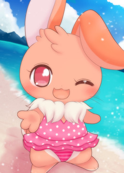 3_toes anthro beach black_nose black_whiskers blush blush_lines bottomwear clothed clothed_anthro clothed_female clothing cloud day dress eyelashes feet female female_anthro glistening glistening_eyes looking_at_viewer mountain neck_tuft one-piece_swimsuit one_ear_up one_eye_closed open_mouth open_smile outside panties pattern_bottomwear pattern_clothing pattern_dress pattern_panties pattern_underwear pink_clothing pink_dress pink_eyes pink_panties pink_underwear sand sea semi-anthro sky small_nose smile solo spots spotted_clothing spotted_dress striped_bottomwear striped_clothing striped_panties striped_underwear stripes swimwear toes tuft underwear water whiskers wink winking_at_viewer young young_anthro young_female kajiura ambient_bird lagomorph leporid mammal rabbit 2025 absurd_res digital_media_(artwork) hi_res