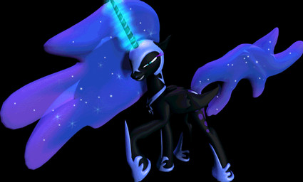 armor black_background black_body black_feathers black_fur blue_eyes blue_hair cutie_mark feathered_wings feathers female feral fur glowing hair headgear helmet horn jewelry looking_at_viewer magic necklace simple_background solo wings equum_amici friendship_is_magic hasbro my_little_pony mythology nightmare_moon_(mlp) equid equine mammal mythological_creature mythological_equine winged_unicorn 2015 3d_(artwork) 3d_animation animated digital_media_(artwork)