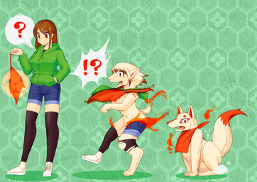 anthro biped biped_to_quadruped bodily_fluids bottomwear brown_hair clothed clothed_feral clothing clothing_cord clothing_loss drawstring drawstring_topwear exclamation_point female feral floral_background floral_pattern fully_clothed fully_clothed_to_mostly_nude geometric_background hair hand_in_pocket hoodie human_to_feral interrobang kemono legwear long_hair mostly_nude navel one_row_layout open_mouth pattern_background pockets quadruped question_mark red_eyes shorts shrinking simple_background size_transformation solo species_transformation stockings surprised sweat sweatdrop three_frame_image three_frame_sequence topwear torn_clothing transformation transformation_sequence transformative_clothing shio_inu canid canine fox human mammal 2015 sequence