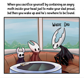 ambiguous_gender anthro biped clothing cracked_skull detailed_background female furniture group larger_ambiguous larger_female on_sofa paper sitting sitting_on_sofa size_difference smaller_ambiguous smaller_female sofa table text torn_clothing trio void_eyes lizbot hollow_knight_(franchise) team_cherry hollow_knight_(character) hornet_(hollow_knight) the_knight_(hollow_knight) arthropod vessel_(species) 2021 english_text hi_res meme sibling_(lore) sister_(lore)