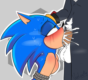 anthro anthro_on_anthro anthro_penetrated anthro_penetrating anthro_penetrating_anthro balls bdsm bedroom_eyes big_penis black_body blue_body blush bodily_fluids bondage bound cum cum_from_mouth cum_in_mouth cum_in_throat cum_inside deep_throat dialogue duo genital_fluids genitals green_eyes hand_on_head heart_eyes heart_symbol male male/male male_penetrated male_penetrating male_penetrating_male narrowed_eyes oral oral_penetration penetration penis pubes restraints rope rope_bondage seductive sex vvelocity sega sonic_the_hedgehog_(series) shadow_the_hedgehog sonic_the_hedgehog eulipotyphlan hedgehog mammal absurd_res hi_res watermark