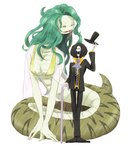 afro big_breasts black_clothing bone breasts cane clothing duo female green_body green_hair hair hat headgear headwear larger_female male simple_background size_difference skeleton smaller_male suit white_background yellow_eyes unknown_artist one_piece boa_sandersonia brook_(one_piece) anaconda animal_humanoid boa_(snake) boinae humanoid reptile reptile_humanoid scalie scalie_humanoid snake snake_humanoid