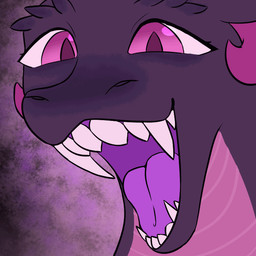 blinking eyes_closed fangs feral horn male mouth_shot open_mouth pink_eyes smile teeth tongue lien_kitoki mythology dragon mythological_creature mythological_scalie scalie 1:1 2d_animation animated icon