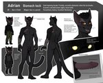 absurd_res adrian_(notadrian) animal_genitalia anthro black_body black_fur black_hair cybernetic_arm cybernetic_limb domestic_cat felid feline felis fur genitals hair hi_res male mammal model_sheet notadrian orange_eyes outfit_reference penile_spines penis scar sheath solo teeth vein whiskers