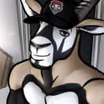 anthro baseball_cap brown_body brown_fur clothing front_view fur grey_eyes grey_horn hat headgear headwear horn looking_at_viewer male multicolored_body multicolored_fur selfie smile solo tan_body tan_fur white_body white_fur bgn new_mexico_lobos jamie_the_oryx antelope bovid grazing_antelope mammal oryx 1:1 2017 bust_portrait digital_media_(artwork) portrait