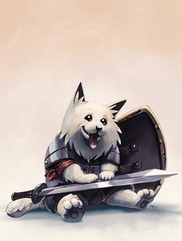 anthro armor biped feral fur melee_weapon shield sitting solo sword tongue tongue_out weapon white_body white_fur crappysketches undertale undertale_(series) lesser_dog canid canine canis domestic_dog mammal 2015