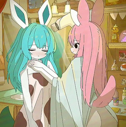 animal_print anthro bath_towel blue_body blue_ears blue_fur blue_hair blush butt cow_print detailed_background dryer duo eyes_closed female female/female food fur hair hair_dryer hand_holding honey_(food) inside lamp long_hair looking_at_another pink_ears pink_hair pink_tail pokeball pokemorph romantic romantic_couple short_loop tail towel towel_only white_body white_fur doremifaso64 nintendo pokemon eeveelution generation_4_pokemon generation_6_pokemon glaceon pokemon_(species) sylveon 2025 2d_animation animated colored digital_media_(artwork) frame_by_frame loop no_sound seamless_loop shaded short_playtime