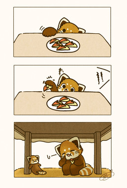 biped black_eyes black_nose chibi dot_eyes eating eyes_closed feral food kemono plushie simple_eyes solo surprised shi_nominmin ailurid mammal red_panda 2025 hi_res