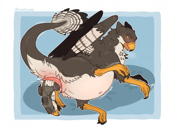 animal_genitalia beak belly big_belly birth blue_background blush border cloaca duo feet female feral genitals live_birth looking_back_at_self open_beak open_mouth outline pink_tongue pregnant pregnant_female pregnant_feral simple_background stretched_cloaca tail talon_hands talons toes tongue vaginal_birth white_border white_outline wings yellow_beak yellow_eyes punkt.punkk mythology bhaskara avian gryphon mythological_avian mythological_creature 2026 digital_drawing_(artwork) digital_media_(artwork) hi_res