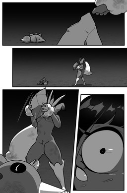 1_horn 4_eyes ambiguous_feral ambiguous_gender anthro biped breasts bunny_costume clothing costume featureless_breasts female female_anthro feral fight group holding_rock horn imminent_death lying male male_humanoid multi_eye on_side rock scared size_difference trio unconscious wide_eyed wounded cuchuflin nintendo pokemon andre_(cuchuflin) spinny_(cuchuflin) arthropod generation_2_pokemon generation_4_pokemon humanoid lopunny pokemon_(species) spinarak 2026 absurd_res comic digital_drawing_(artwork) digital_media_(artwork) greyscale hi_res monochrome female_(lore)