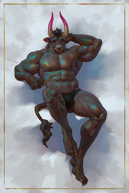 2_horns abs anthro biceps big_muscles briefs clothing horn male muscular muscular_anthro muscular_male nails nipples pecs sharp_nails solo tail underwear taran_fiddler european_mythology greek_mythology hades_(game) mythology asterius_(hades) bovid bovine mammal minotaur 2025 hi_res