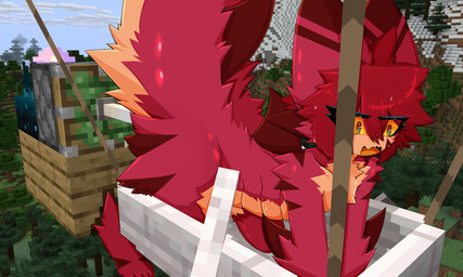 4_toes all_fours anthro arm_fin arm_markings arm_tuft back_tuft big_tail blue_pupils boat crotch_tuft dorsal_fin elbow_tuft eye_through_hair eyebrow_through_hair eyebrows facial_tuft feet fin fluffy fluffy_tail fur fur_markings gills glistening glistening_body hair leg_markings male markings multicolored_eyes open_mouth orange_body orange_eyes orange_fur pointy_ears pupils red_body red_eyes red_fur red_hair shoulder_tuft solo striped_ears tail tail_fin tail_markings tail_tuft toes translucent translucent_hair tuft vehicle watercraft yellow_sclera gaogomon microsoft minecraft minecraft_sheep_fucker mojang xbox_game_studios gaogomon_(oc) aquatic fish furred_kobold furred_scalie furred_shark kobold scalie shark 2025 absurd_res hi_res