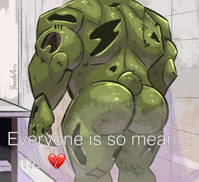 anthro back_muscles barazoku bathing biceps big_butt biped bubble_butt butt faceless_anthro faceless_character faceless_male fur green_body green_fur inside machine male muscular muscular_anthro muscular_male nude scut_tail short_tail shower showering solo standing tail text thick_thighs bigbchevalier everyone_is_so_mean_to_me five_nights_at_freddy's five_nights_at_freddy's_3 scottgames springtrap_(fnaf) animatronic lagomorph leporid mammal rabbit robot 2023 digital_media_(artwork) english_text hi_res meme