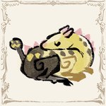 ambiguous_gender cloven_hooves eyes_closed feral hooves lying multi_head multicolored_body on_front simple_background solo tail two_tone_body otiksimr nintendo pokemon generation_2_pokemon girafarig giraffid mammal pokemon_(species) 1:1 2024 low_res