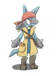 ambiguous_gender anthro black_body black_fur blue_body blue_fur clothing costume duo fur simple_background white_background sikai nintendo pokemon canid dedenne generation_4_pokemon generation_6_pokemon lucario mammal pokemon_(species) rodent