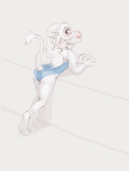 3_fingers accessory anthro arm_ring bent_over blue_clothing blue_one-piece_swimsuit blue_swimwear breasts butt clothing feet female fingers grey_background hair hair_accessory hair_ring hooves horn horn_jewelry horn_ring jewelry leg_ring loli long_ears long_tail looking_at_viewer looking_back looking_back_at_viewer one-piece_swimsuit open_mouth pink_nose rear_view ring ring_(jewelry) simple_background small_breasts smile smiling_at_viewer soles solo swimwear tail teeth unguligrade young young_anthro young_female fuchs blizzard_entertainment warcraft sierra_(dogyd) bovid bovine mammal tauren 2023 3:4 colored detailed digital_drawing_(artwork) digital_media_(artwork) hi_res
