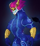 anthro bone featureless_crotch hair male muscular muscular_anthro muscular_male nude pecs simple_background skull skull_head solo tail warwickislovely asian_mythology east_asian_mythology league_of_legends mythology riot_games tencent aurelion_sol_(lol) dragon eastern_dragon mythological_creature mythological_scalie scalie hi_res