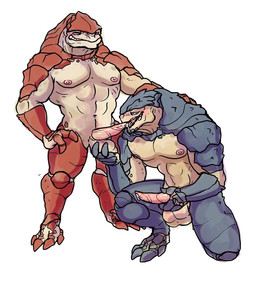 4_balls abs balls biceps bodily_fluids dominant dominant_male duo erection fellatio genital_fluids genitals humanoid_on_humanoid hypnosis male male/male male_penetrated male_penetrating male_penetrating_male masturbation mind_control multi_balls multi_genitalia muscular muscular_male muscular_sub navel nipples oral oral_penetration pecs penetration penile penile_masturbation penis penis_in_face precum ringed_eyes sex simple_background submissive submissive_male tapering_penis white_background hyenaface bioware electronic_arts mass_effect alien humanoid krogan 2019