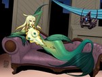 crate crown fainting_couch female furniture hand_behind_head headgear lounging nude red_eyes resting smile solo split_form titanic_reference deuce draw_me_like_one_of_your_french_girls league_of_legends riot_games tencent titanic nami_(lol) humanoid marine merfolk hi_res meme