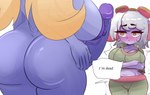 areola big_breasts big_butt blue_body blush breasts butt cleavage clothed clothing crossed_arms crossgender dialogue duo female ftg_crossgender fti_crossgender genitals gynomorph intersex nipples not_furry penis text thick_thighs kindrose league_of_legends riot_games tencent poppy_(lol) tristana_(lol) yordle english_text