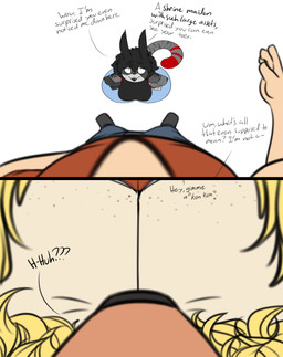anthro before_and_after big_breasts black_hair blonde_hair breast_growth breasts dialogue duo female female_pov first_person_view gender_transformation grey_body growth hair huge_breasts human_to_anthro hyper hyper_breasts looking_at_viewer looking_up looking_up_at_viewer machine male male_pov mtf_transformation open_mouth shortstack simple_background smile species_transformation standing tail text transformation transformation_pov white_background robertge jason_markova canid canine domestic_cat felid feline felis fox human mammal 2025 digital_media_(artwork) english_text hi_res