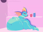 ambiguous_gender bathing belly belly_expansion big_belly black_nose blush breathing burp_bubble burping expansion eyes_closed feral heart_symbol huge_belly hyper hyper_belly navel overweight patting_belly pawpads shower showering smile solo tongue wet appleofmyshampoo nintendo pokemon eeveelution generation_1_pokemon pokemon_(species) vaporeon 4:3 animated no_sound short_playtime webm