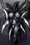 6_arms areola big_breasts black_body black_cloak black_clothing black_feathers breasts cloak clothing faceless_character faceless_female feathered_wings feathers female front_view genitals grey_areola grey_background grey_nipples holding_object holding_weapon huge_breasts multi_arm multi_limb navel nipples pale_skin pussy raised_arms simple_background solo thick_thighs weapon wide_hips wings wutbedat1_(artist) bloodborne fromsoftware sony_corporation sony_interactive_entertainment mergo's_wet_nurse_(bloodborne) eldritch_abomination great_ones_(bloodborne) humanoid winged_humanoid