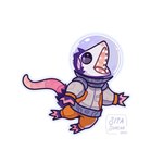 ambiguous_gender anthro armor astronaut clothed clothing feral floating fur grey_clothing hair headgear helmet open_mouth orange_clothing pink_nose pink_tail pose simple_background solo spacesuit tail teeth text what white_background white_body wide_eyed sitaduncan cobalt_core riggs_(cobalt_core) american_opossum mammal marsupial virginia_opossum 1:1 2023 digital_media_(artwork) full-length_portrait hi_res portrait signature